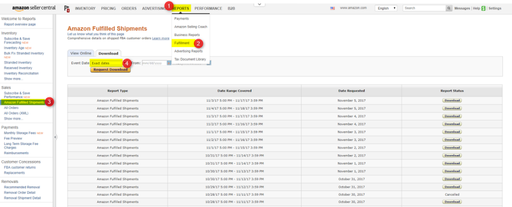 How to pull your Fulfilled Shipment report in Amazon Seller Central