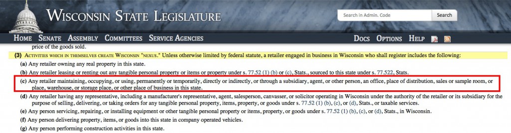 Wisconsin Sales Tax Nexus